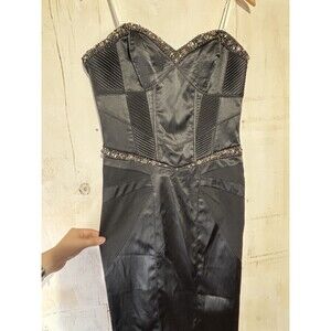 Julian Joyce MANDALAY Dress Evening Cocktail Embellish Fitted Black Beaded Sz 14